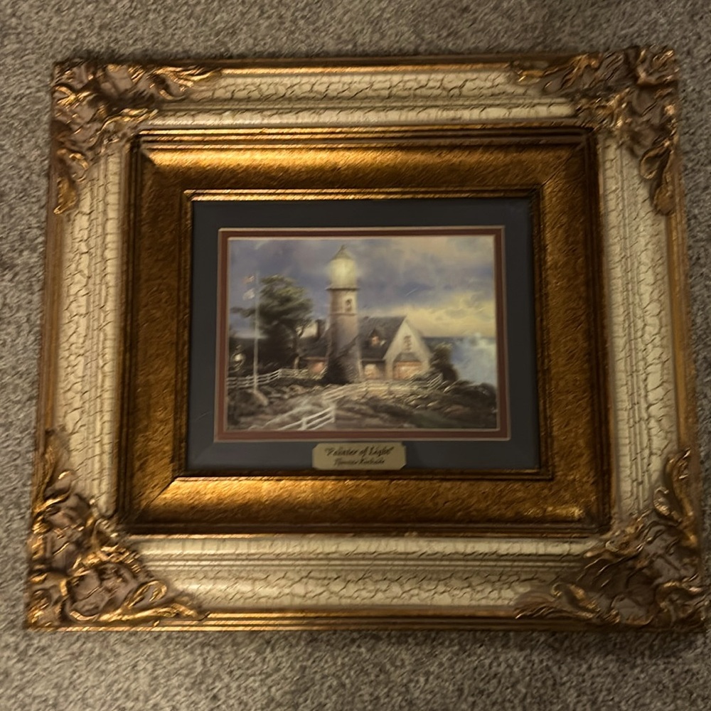Thomas Kinkade Painter of light gold framed print